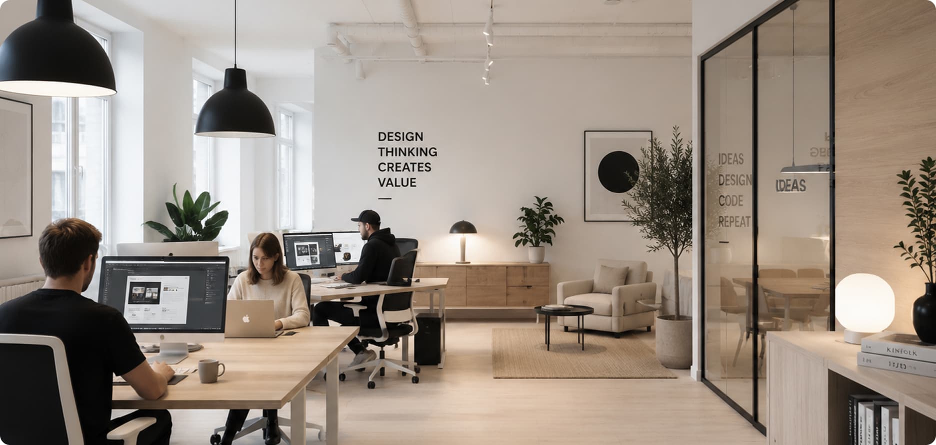 Team van Heph Studios aan het werk in een modern designstudio